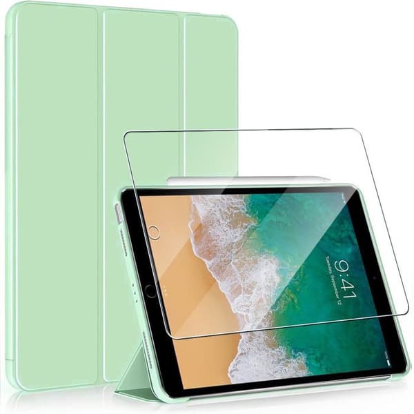 Coque + Härdat Glas - E.F.CONNECTION - för iPad Air 3 / Pro 10,5 - Grön - Stötresistent - Fällbart Stöd Grön