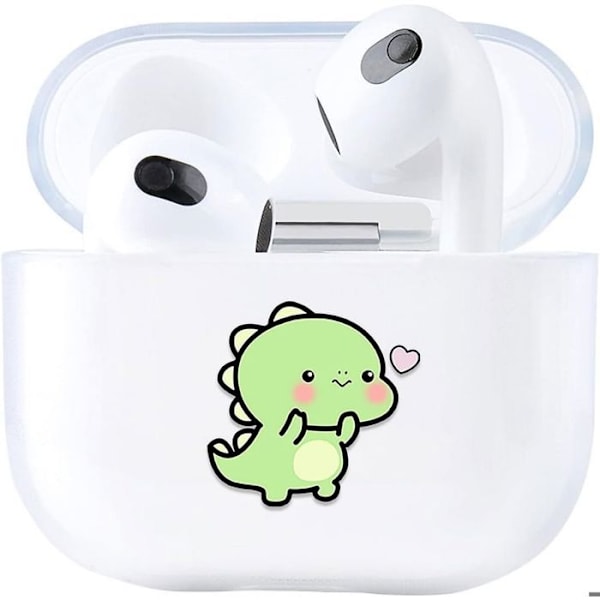 Fodral för AirPods 3:e Generationen 2021, Transparent Hård Anti-Rip Skydd med Dinosauriemönster Transparent