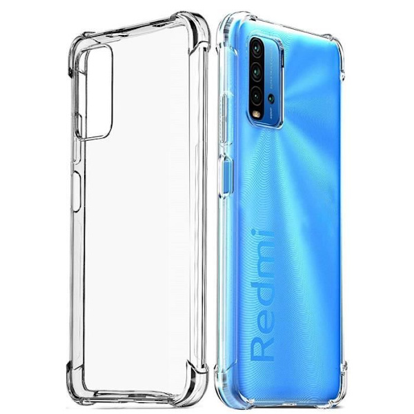 Skyddsfodral för Redmi 9T - E.F.CONNECTION - Mjuk - Silikon - Transparent - Förstärkta hörn Transparent