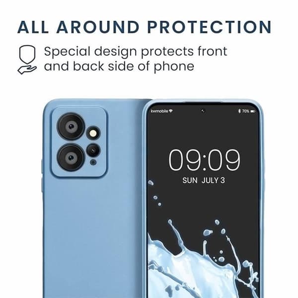 Coque TPU - E.F.CONNECTION - För Xiaomi Redmi Note 12 5G - Flytande Silikon - Matt Blå - Repellerande Blå