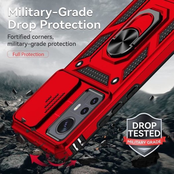 Fodral till Xiaomi 12 Pro Red Anti-Scratch Ring Baksida Stötsäker Hård Styv Röd