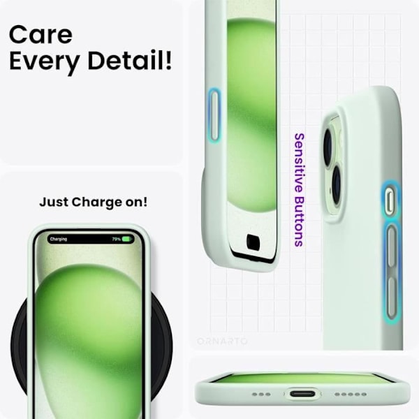 Cover til iPhone 15 Plus - Liquid Silikone Beskyttelse - Mat Grøn - Ultra Tynd - Kradsikker - Fleksibel Grön