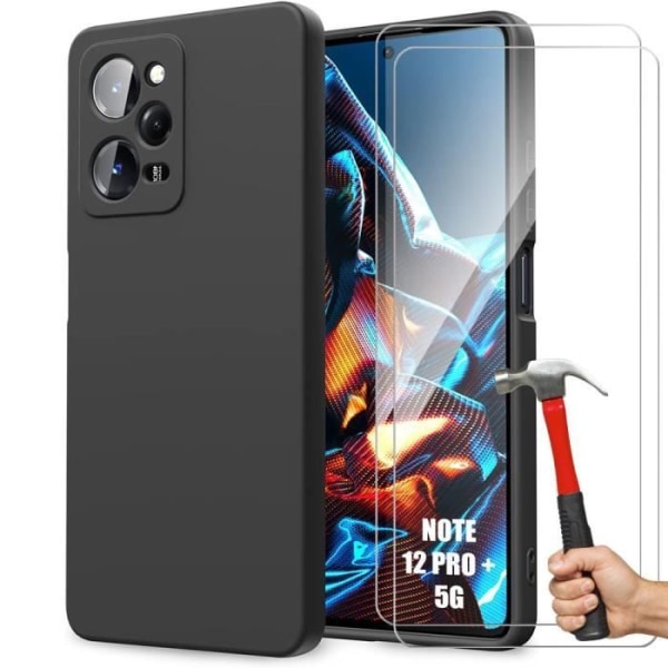 Fodral till Xiaomi Redmi Note 12 Pro Plus 5G Silikon Ultra Slim Black + 2 skärmskydd i härdat glas