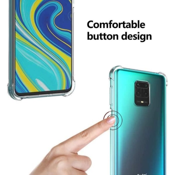 Etui til Redmi Note 9S (6,67") - Forstærket beskyttelse med hærdet glas Transparent