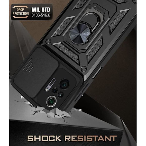 Fodral för Redmi Note 10 Pro 4G (6,67") Svart Stötsäker Tjock Army Style Hard Edge Förstärkt styvt Svart