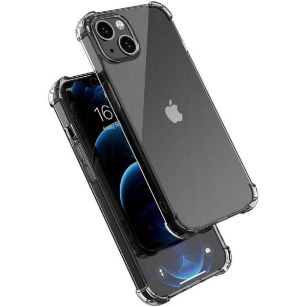 Cover til iPhone 13 mini Silikone TPU stødsikker gennemsigtig + 2 hærdet glas skærmbeskytter E.F. Connection