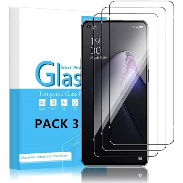 3-pack härdat glas för OPPO Reno 8 5G skärmskydd 9H Stötsäker Transparent