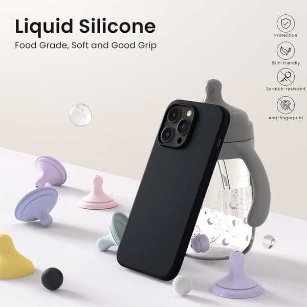 Fodral - E.F.CONNECTION - för iPhone 15 Pro - Slim - Stötsäker skydd - Silikon TPU Svart