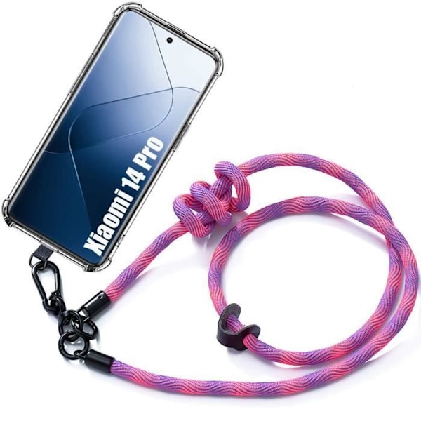 Coque - Xiaomi - 14 Pro - Stötdämpande Skydd - Avtagbart Snöre - Rosa Rosa