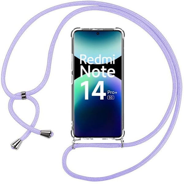 Coque för Xiaomi Redmi Note 14 Pro Plus 5G - Silikon med Axelrem Lila - E.F.Connection® Transparent