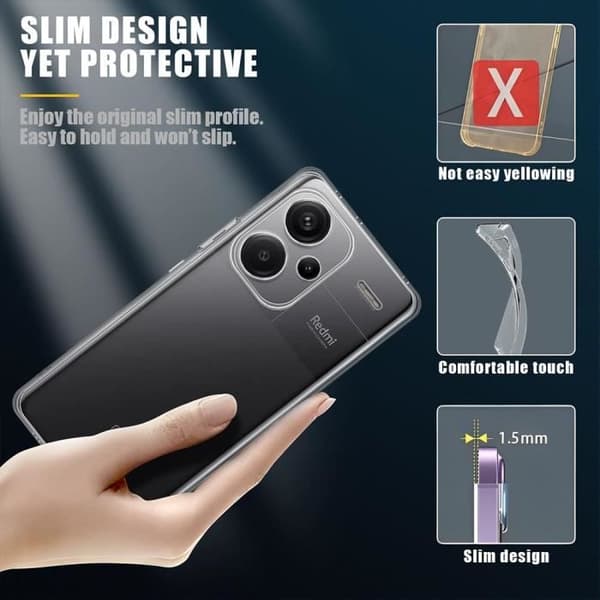 Skyddskal - E.F.CONNECTION - För Xiaomi Redmi Note 13 Pro+ 5G - Silikon - Transparent - Stöttehållande Transparent