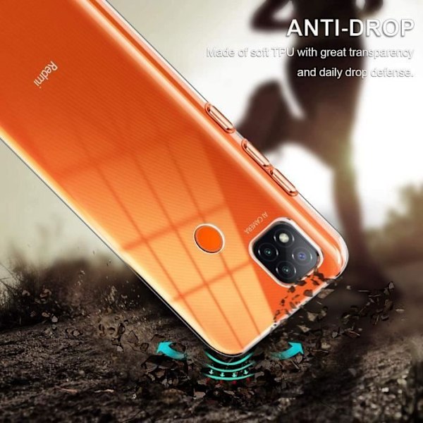 Skal för Redmi 9C - E.F.CONNECTION - Mjuk - Transparent - Förstärkt Skydd - Härdat Glas Transparent