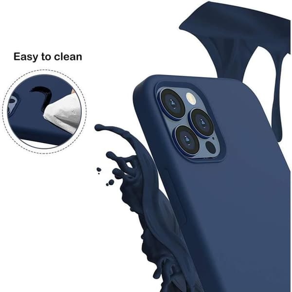 Coque TPU - E.F.Connection - för iPhone 13 Pro (6,1") - Slim Silikon - Marinblå - 2 Härdat Glas marinblå