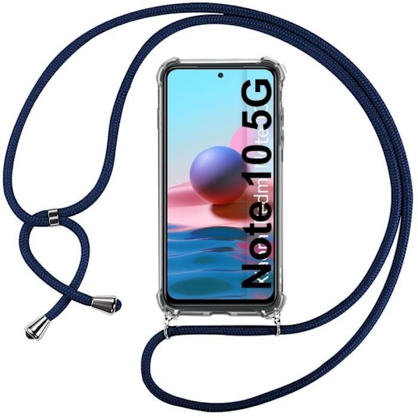 Mobilskal - E.F.Connection - Redmi Note 10 5G - Repellerande - Stötsäker - Justerbar Snodd Marinblå Transparent-marinblå