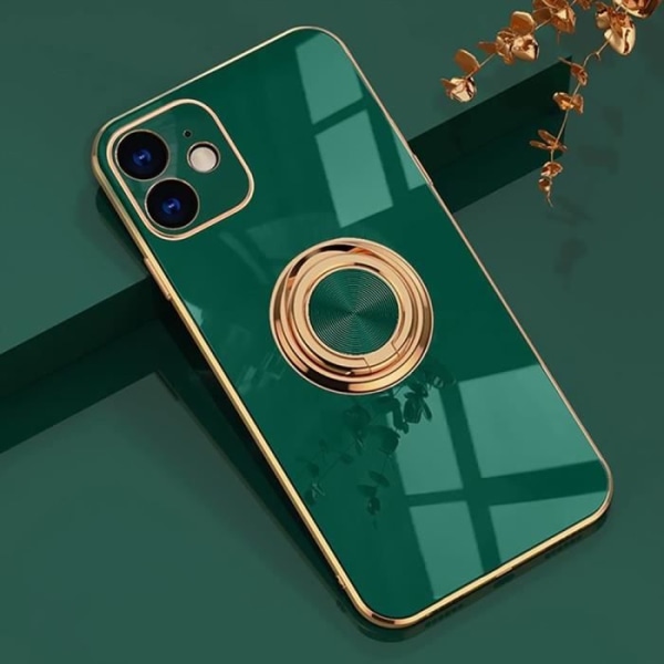 Ringfodral för iPhone 12 (6.1") Midnight Green Gold Edge TPU Elegant anti-skrapa lyxmode Midnattsgrönt