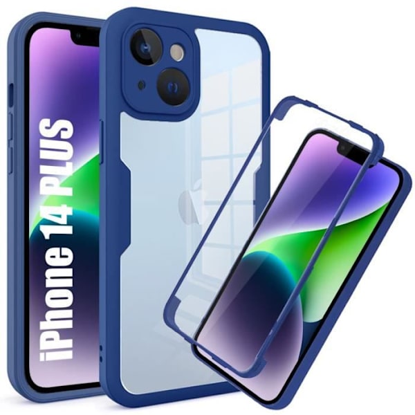 Skal för iPhone 14 Plus - Heltäckande skydd - Blå silikon - Halvstyv - Stötdämpning Blå