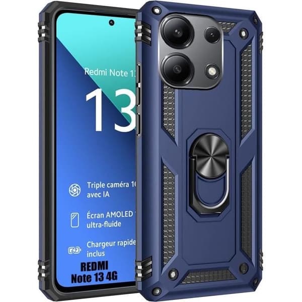 Coque - E.F.CONNECTION - för Xiaomi Redmi Note 13 4G - Stötsäker - Bakre Ringstöd - Styv marinblå
