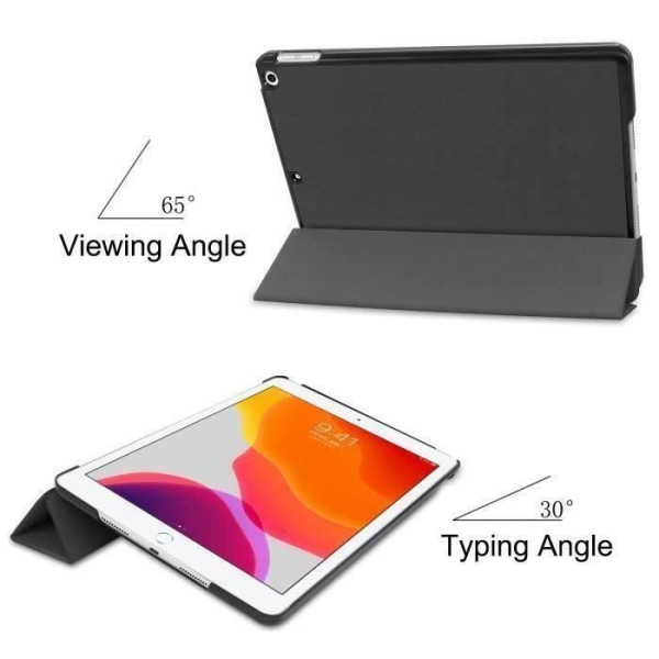 iPad 10.2-fodral, iPad 7:e generationens tabletfodral Smal lätt högkvalitativt PU-läderfodral med stativ [Auto Wake-Sleep] -Svart