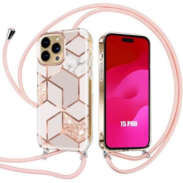 Sladdfodral för iPhone 15 Pro Förstärkt TPU Anti-Scratch Rosa Färg