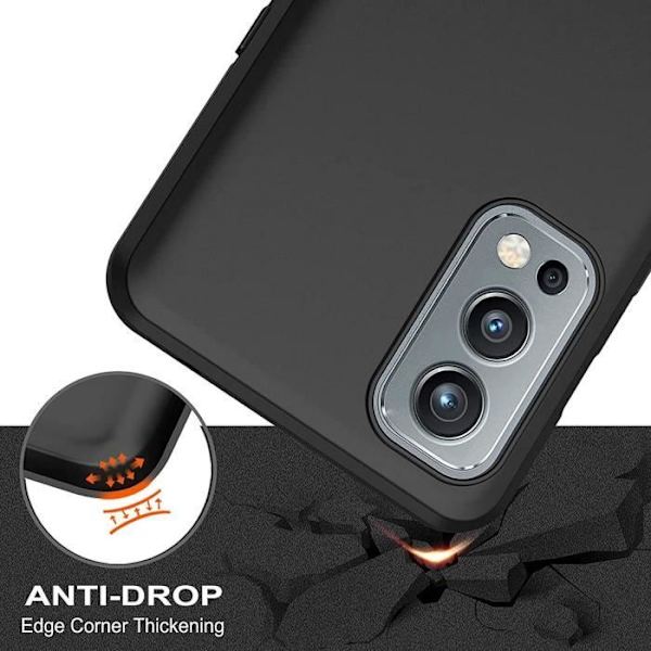 Beskyttelsesetui til Oneplus Nord 2 5G - E.F.CONNECTION - Blødt - Sort - Anti-Shock hærdet glas Svart