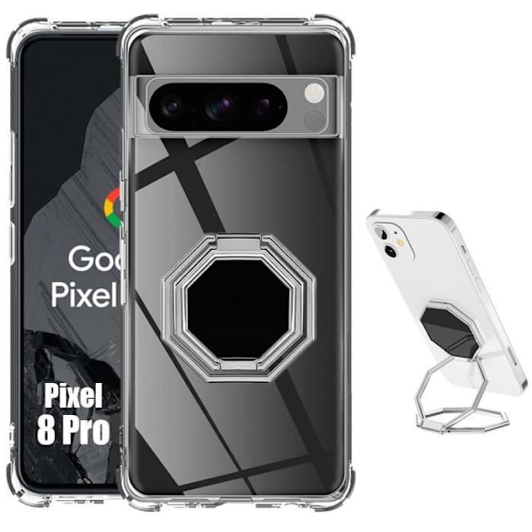 Coque - för Google Pixel 8 Pro - Silikon Ultra Slim - Stötresistent - Multi-vinkelstöd Silver