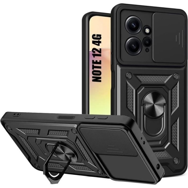 Beskyttelse - Xiaomi - Redmi Note 12 - Stiv Stødabsorberende - 360° Stand - Sort Svart