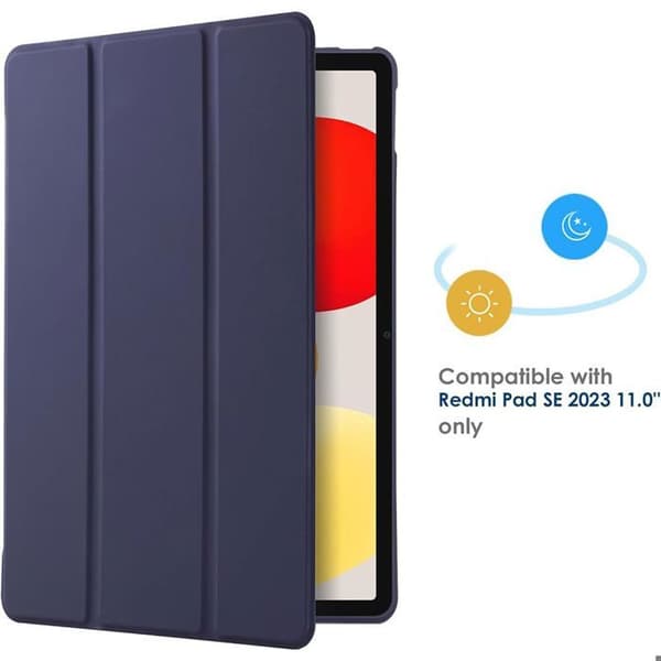 Coque + Härdat Glas - för Xiaomi Redmi Pad SE - Repfritt Skydd - Fällbart Stöd - Mörkblå marinblå