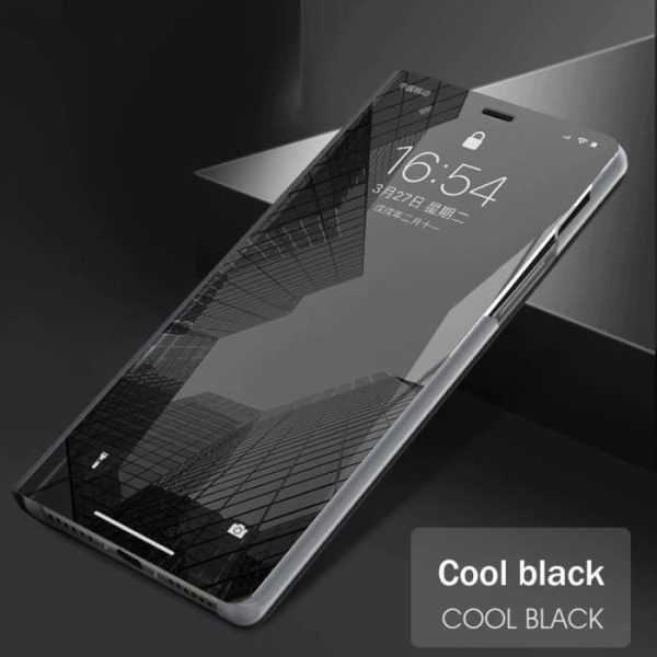 Etui til Redmi Note 8 (6,3") med hærdet glas spejleffekt Anti-shock Trendy design Forstærket beskyttelse Sort svart