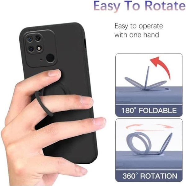 Fodral till Xiaomi Redmi 10C Color Black med stödring Svart