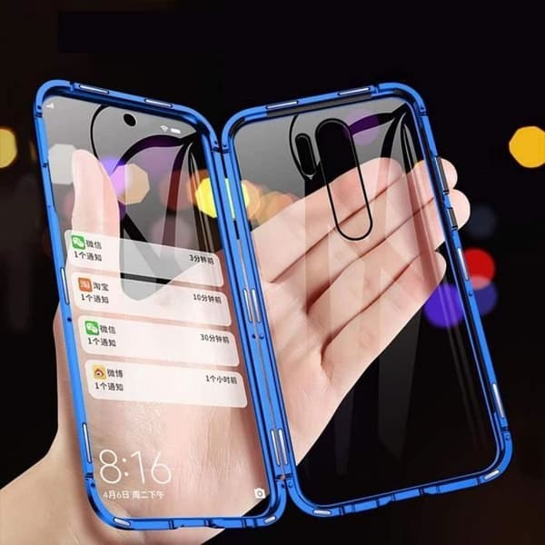 Skyddande skal - E.F.CONNECTION - Redmi 9 - Magnetisk - Härdat glas - Blå Blå