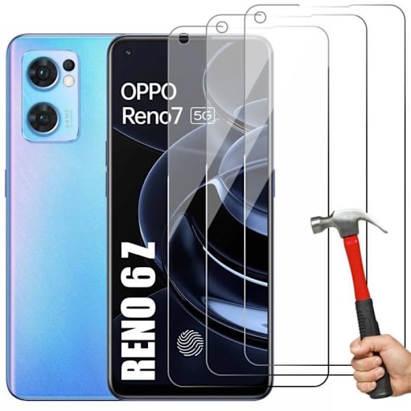 Lot-3 hærdet glas til OPPO Reno 7 5G High Definition skærmbeskyttelse Transparent
