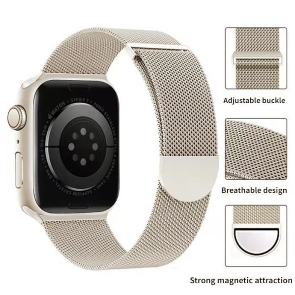 Magnetisk armbånd til Apple Watch 38mm-40mm-41mm Series 9 8 SE 7 6 5 4 3 2 1 - Milanese Metal Rustfrit Stål - Guld gyllene