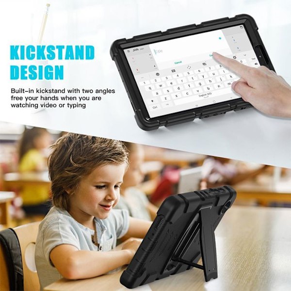 Cover til Samsung Galaxy Tab A9 (8,7 Tommer) Hel beskyttelse mod stød Hybrid med støtte - Sort Svart