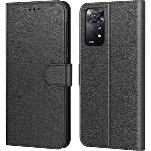 Skyddsfodral för Redmi Note 11 Pro - E.F.CONNECTION - Läderplånbokseffekt - Svart Svart