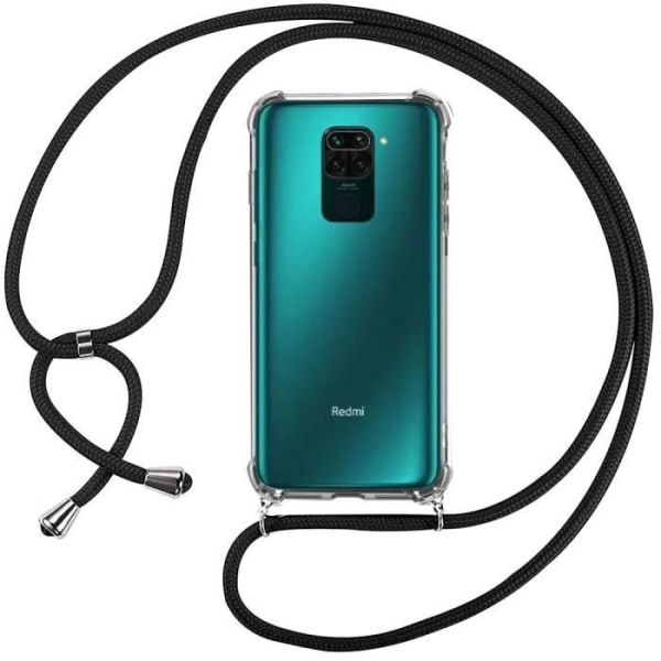 Taske til Redmi Note 9 (6,53") TPU AntiShock forstærket hjørne tynd beskyttelse forstærket Inkluderer ledning sort Transparent-svart