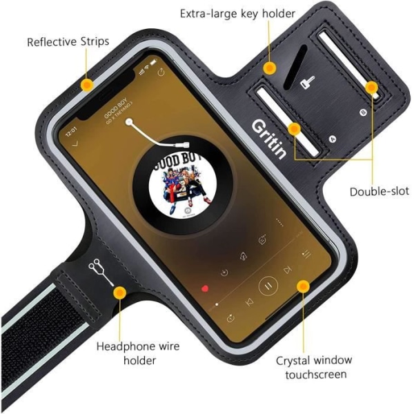 Sportarmband, universellt löparmband för iPhone 12/12 Pro/Se 2020/11/11 Pro/XR/X/8/7/6 Plus Upp till 6,1" justerbart blod
