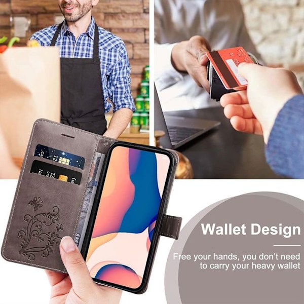Coque + 2 Glasser Dæmpet til Xiaomi Redmi A3 - Beskyttelse i Syntetisk Læder Brun med Trykt Sommerfugl kastanj