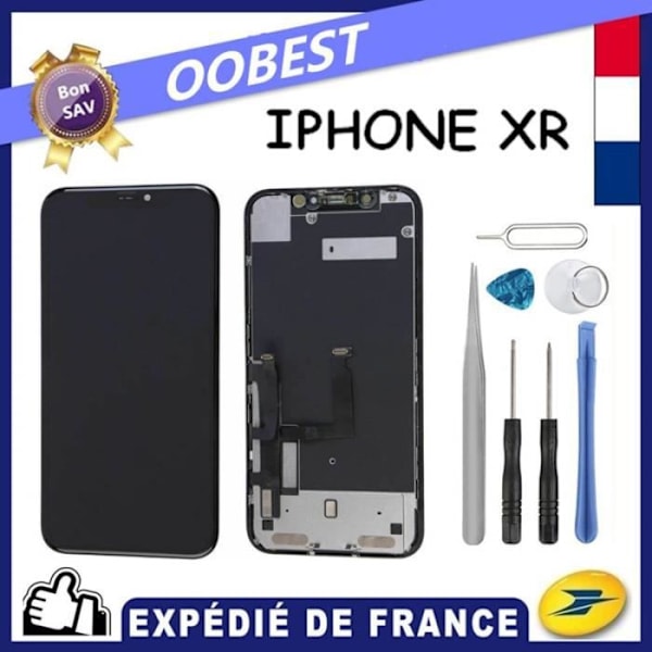 TOUCH GLAS + LCD SKÆRM TIL IPHONE XR BLACK + VÆRKTØJ