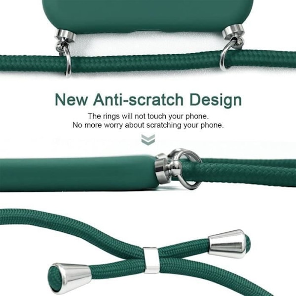 Justerbart Cord Case til iPhone 14 Midnight Green Protection Blød tynd silikone Nattgrönt