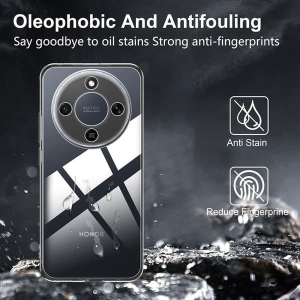 Skyddsfodral för Honor Magic 8 Lite, Silikon Stötsäker Anti-Rip Slim Transparent - 2 Härdat Glas Transparent