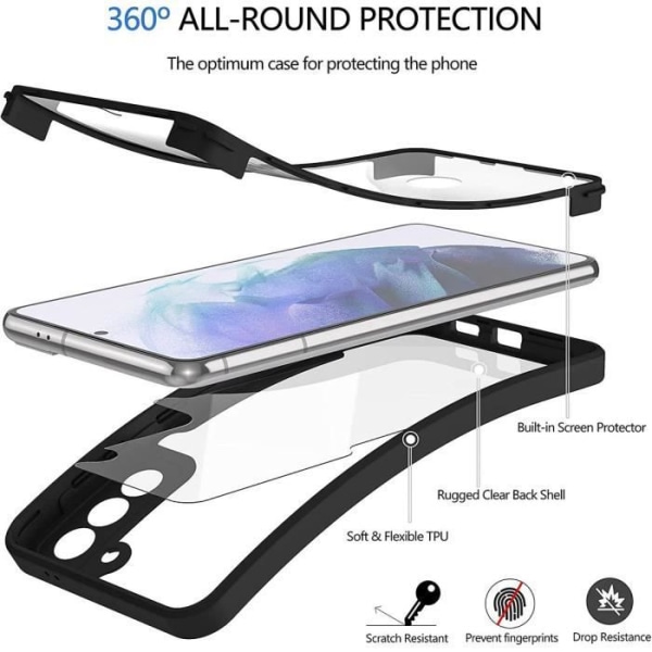 Helkroppsfodral för Samsung Galaxy S23+ (S23 Plus) 360 Front + Back Protection Cover Svart