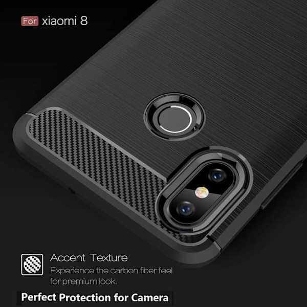Beskyttelsesetui til Redmi 8 (6.21") - E.F. CONNECTION - Steel Lines Mønster - Sort Svart