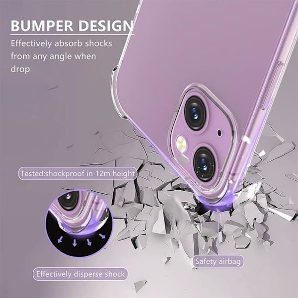 Silikonfodral till iPhone 15 Plus - Stötsäker Anti-Scratch Transparent med röd snodd