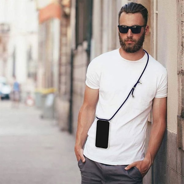 Coque til Xiaomi Redmi Note 14 Pro Plus 5G, med Marineblåt Snor - E.F.Connection® Transparent