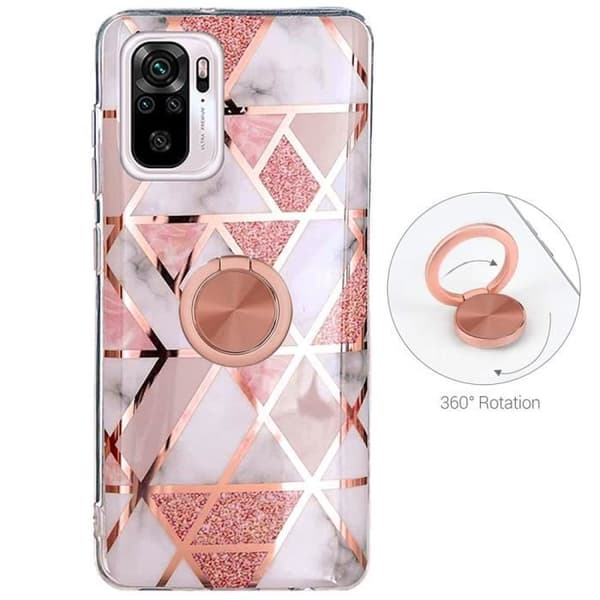 Fodral till Redmi Note 10-10S Rosa Stötsäker med stödring Rosa