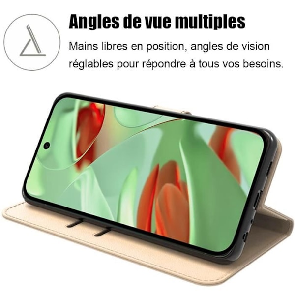 Etui til Google Pixel 9 Pro, Anti-ridsekortholder 360 graders beskyttelse PU læder guld