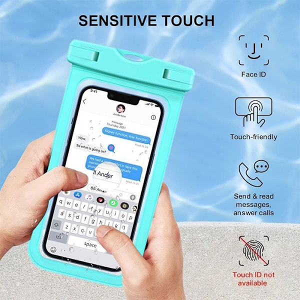 Vattentät Fodral för Samsung Galaxy A16 A15 A14 A26 A36 A56 A06 A05s A25 A35 A34 A55 A54 A53, IPX8 med Turkos Kant Turkos