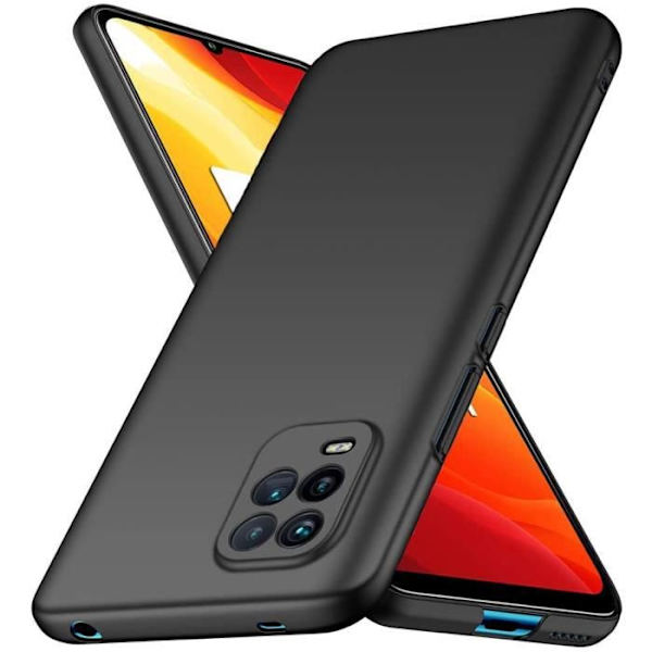 Xiaomi Mi 10 Lite fodral + skärmskydd i härdat glas, svart mycket tunt skyddande skal hårt fodral för Xiaomi
