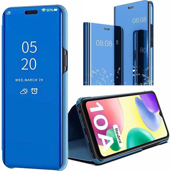 Inbyggt fodral för Redmi 10A Fram- och bakskydd Clear View Blue