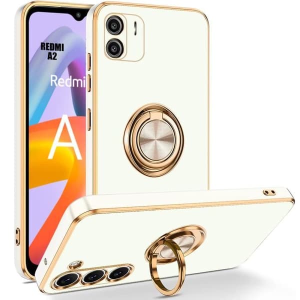 Siliconfodral - Xiaomi - Redmi A2 - Stötsäker Skydd - Stöd Ring - Vit Vit